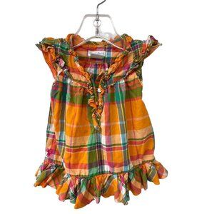 Ralph Lauren Girl Plaid Peasant Fall Dress Orange Green Mustard Girls Size 9M